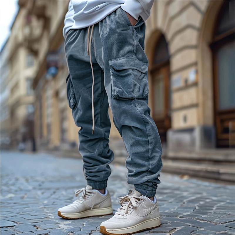Men's cargo pants with functional pockets and elastic waistband Lisslune