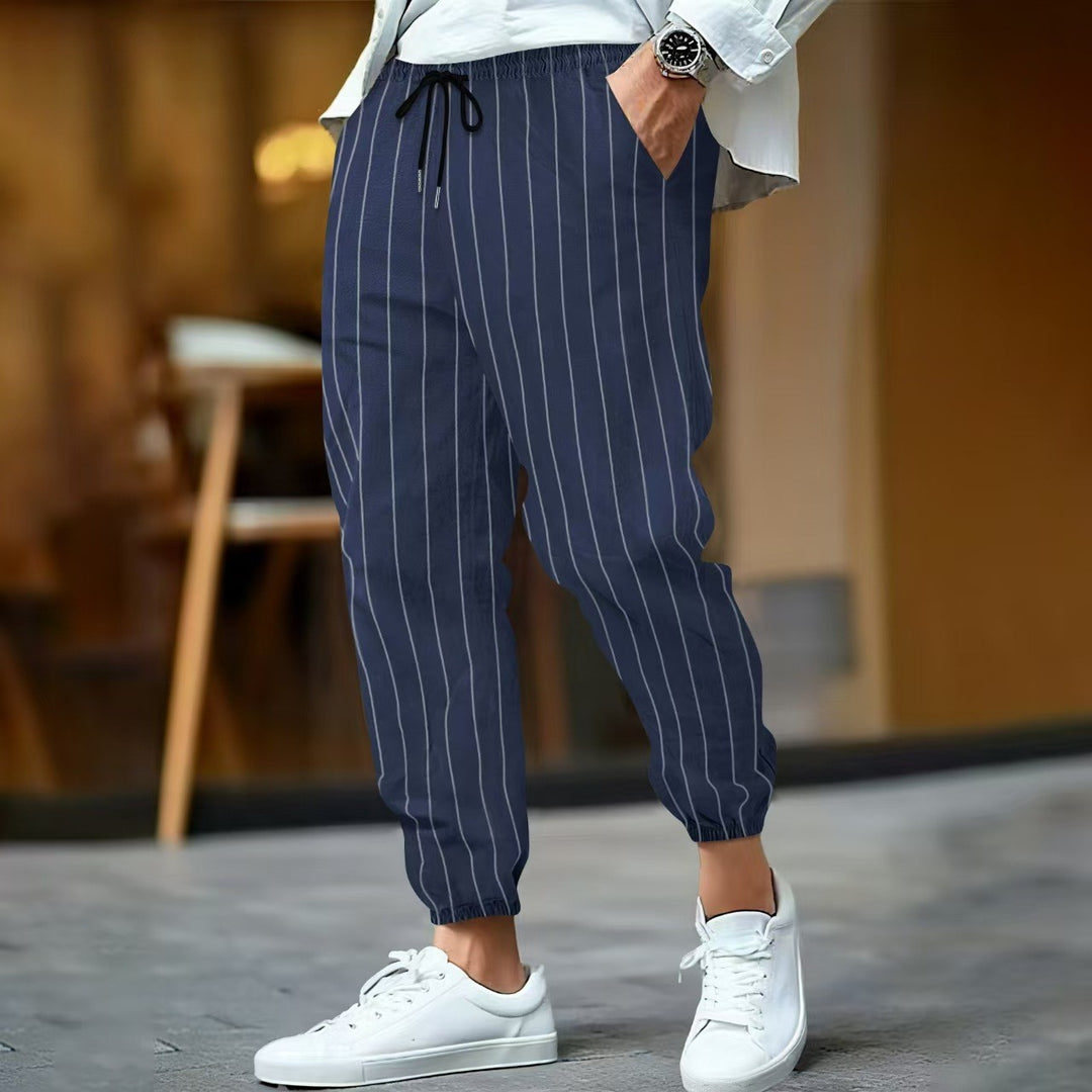 Men's stylish leisure pants with elegant striped pattern Lisslune
