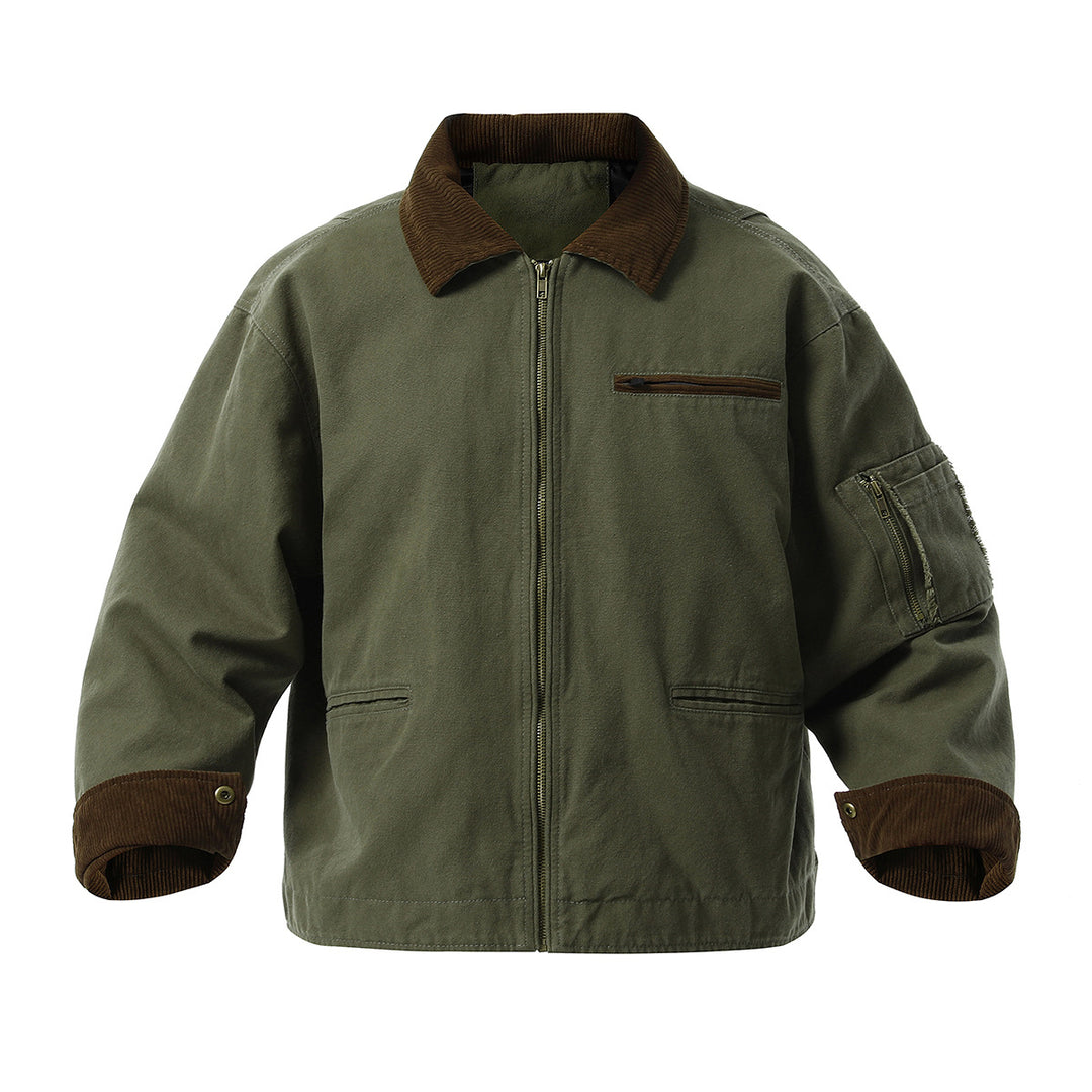 Men's urban transitional jacket with textured stand-up collar and numerous practical pockets Lisslune