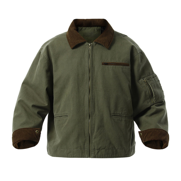 Men's urban transitional jacket with textured stand-up collar and numerous practical pockets Lisslune