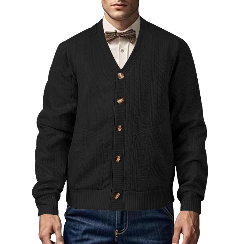 Men's cardigan with structured surface and practical pockets Lisslune