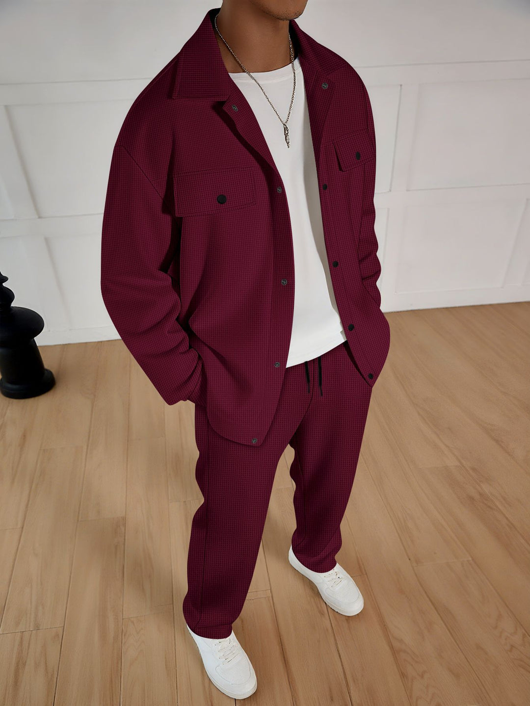 Men's casual set of striped overshirt and comfortable joggers Lisslune