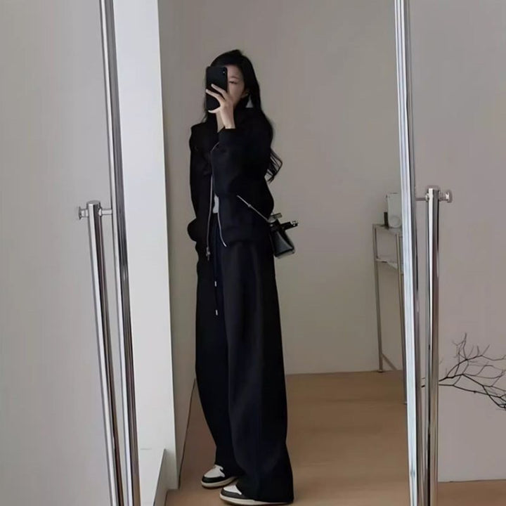 Women's Oversized Leisure Hoodie Set with Deep Cut and Casual Pants Lisslune