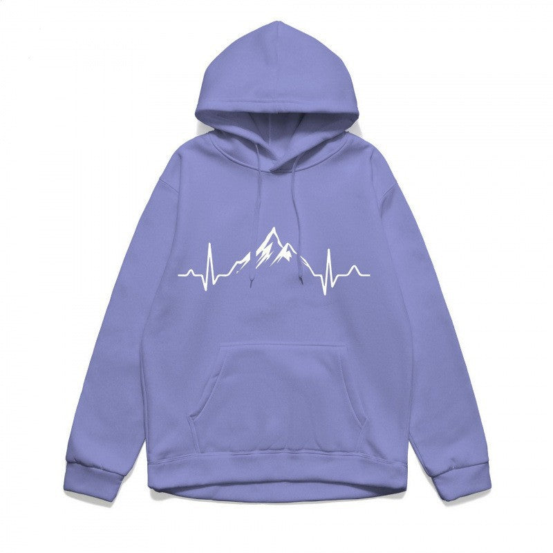Women's hoodie with stylish mountain motif and high-quality cotton Lisslune