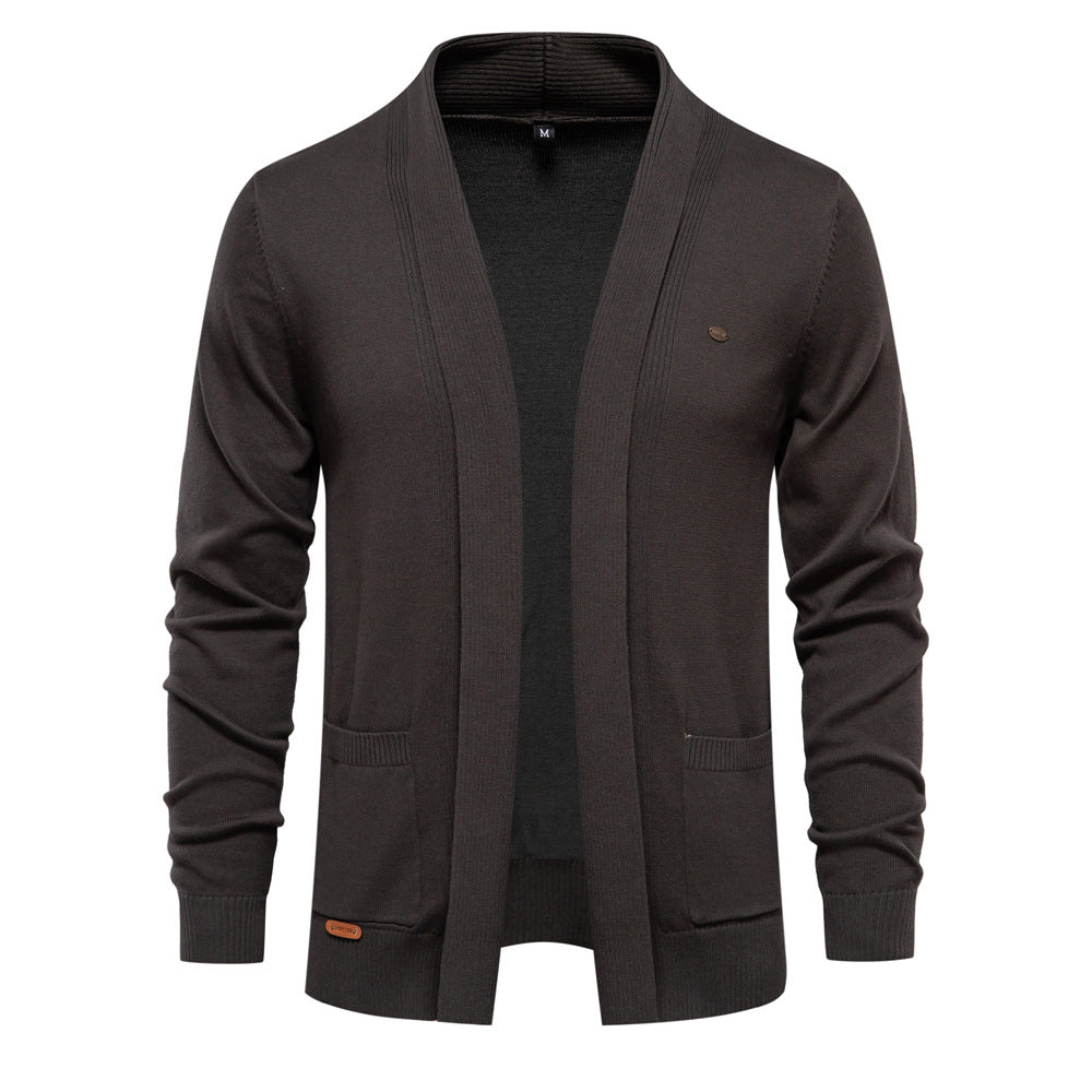 Men's comfortable cardigan with open collar and practical pockets Lisslune