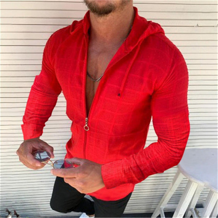 Men's hooded top with innovative zipper and stylish design Lisslune