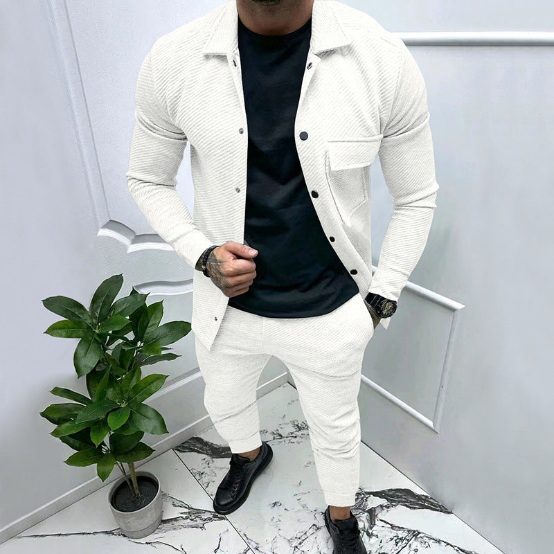 Men's leisure suit with textured top and comfortable fit Lisslune
