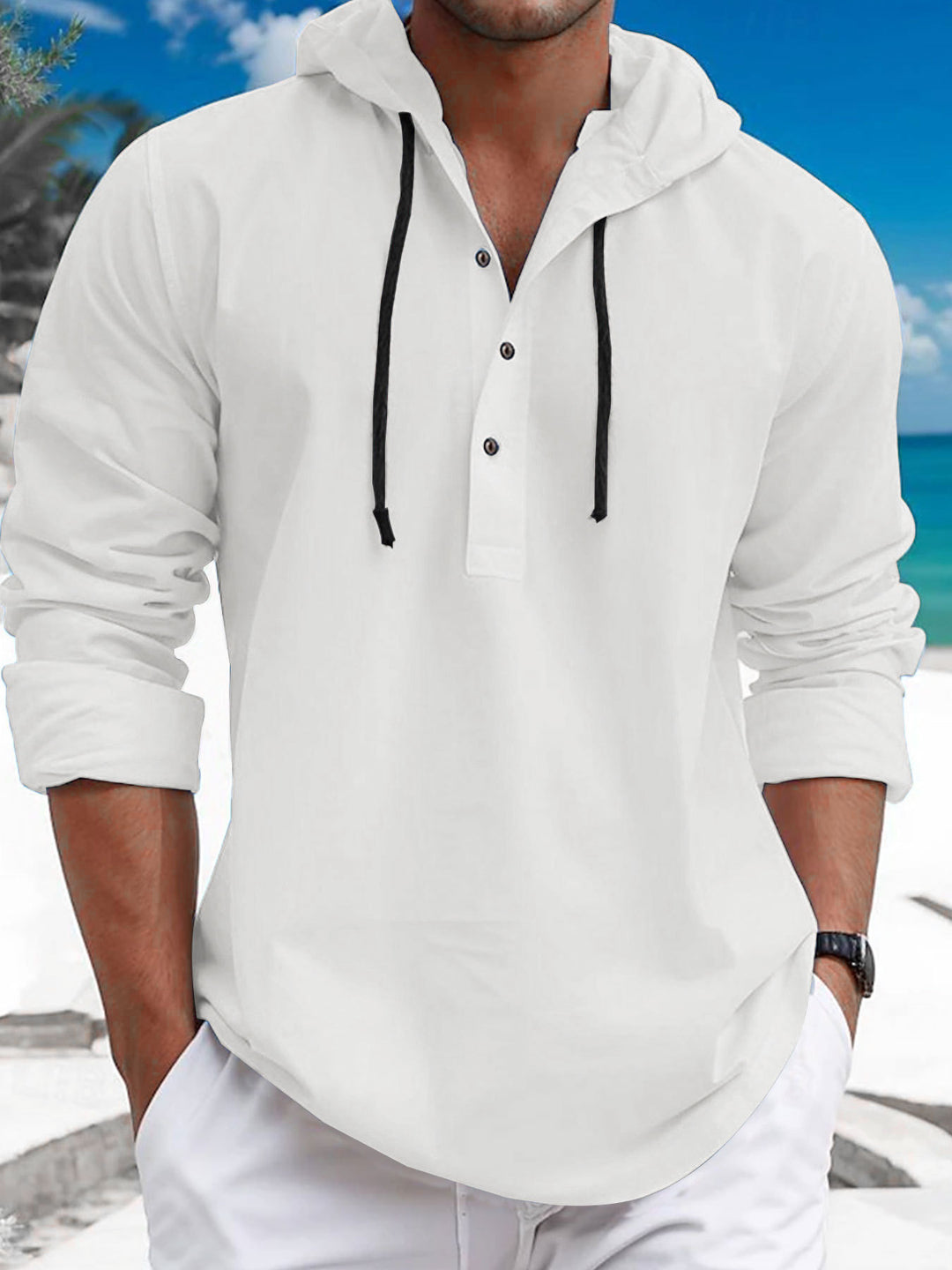 Men's hoodie with stylish button press and casual fit Lisslune