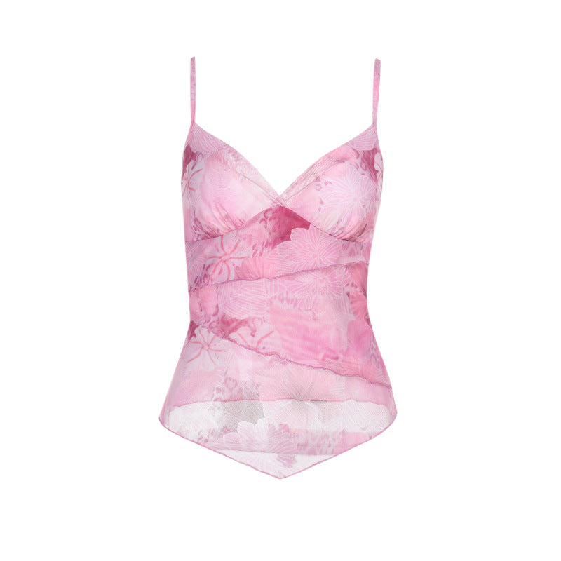 Women's chiffon tops with floral pattern and elegant wrap look