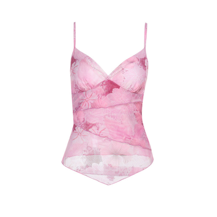 Women's chiffon tops with floral pattern and elegant wrap look