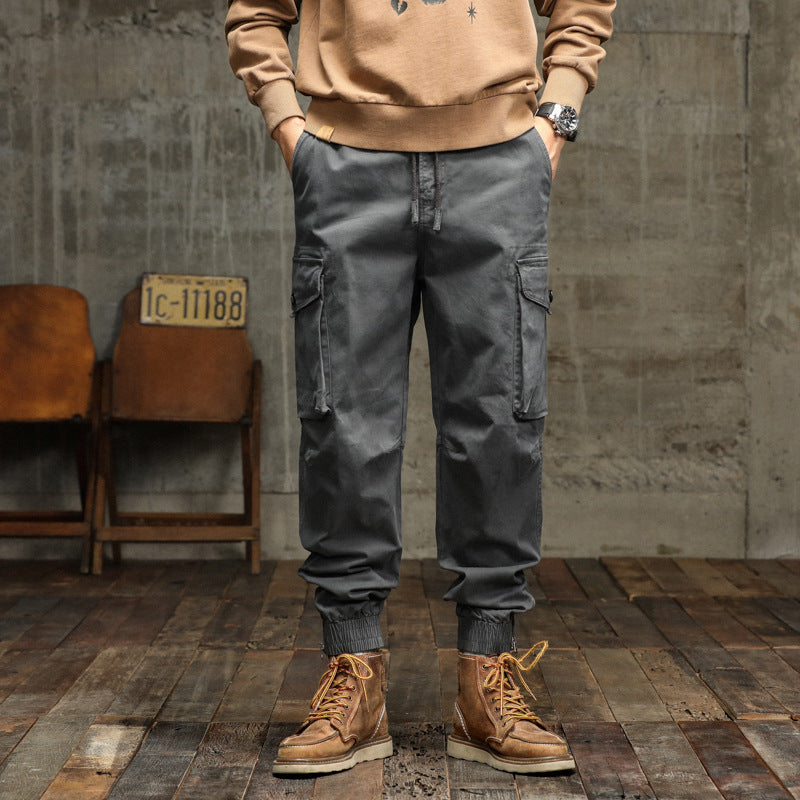 Men's cargo pants with elastic waistband and practical side pockets Lisslune