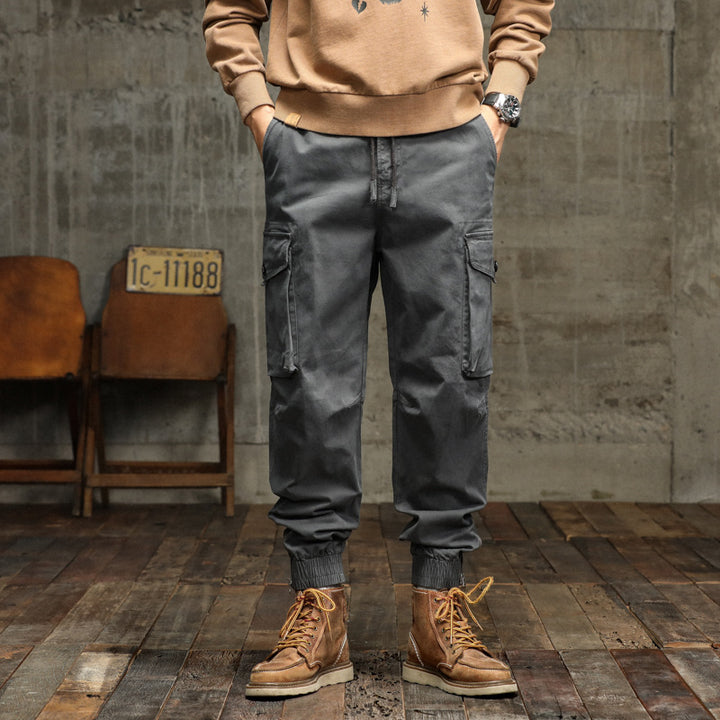 Men's cargo pants with elastic waistband and practical side pockets Lisslune