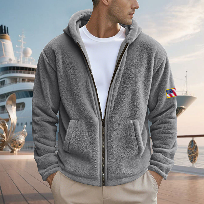Men's fleece hoodie with practical pockets and modern zipper Lisslune