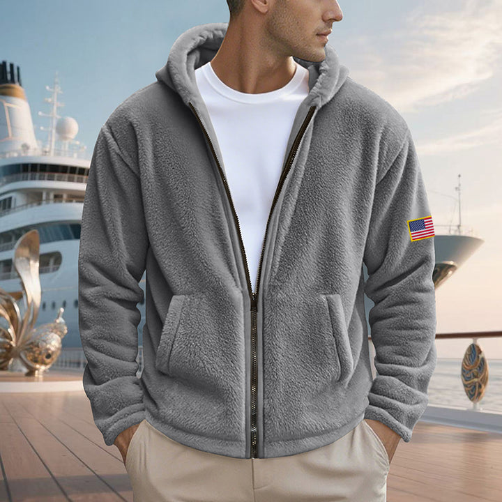 Men's fleece hoodie with practical pockets and modern zipper Lisslune