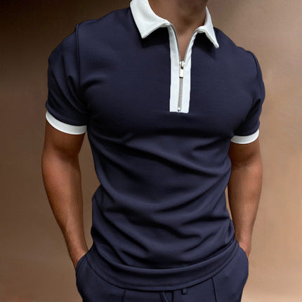 Men's polo shirt with modern stand-up collar and zipper Lisslune
