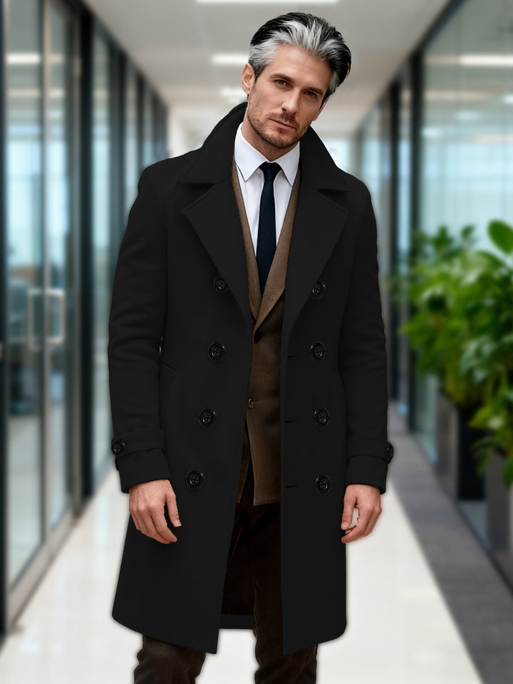 Men's Double-Breasted Wool Coat with Modern Cut Lisslune