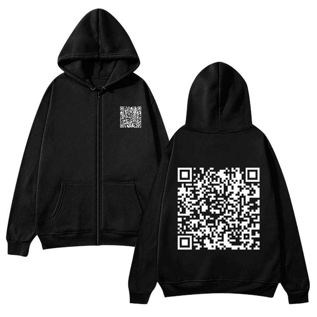 Women's hoodie jacket with QR code design and soft fleece Lisslune