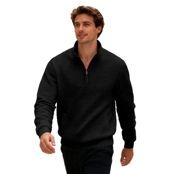 Men's sporty sweater with half-high closed collar Lisslune