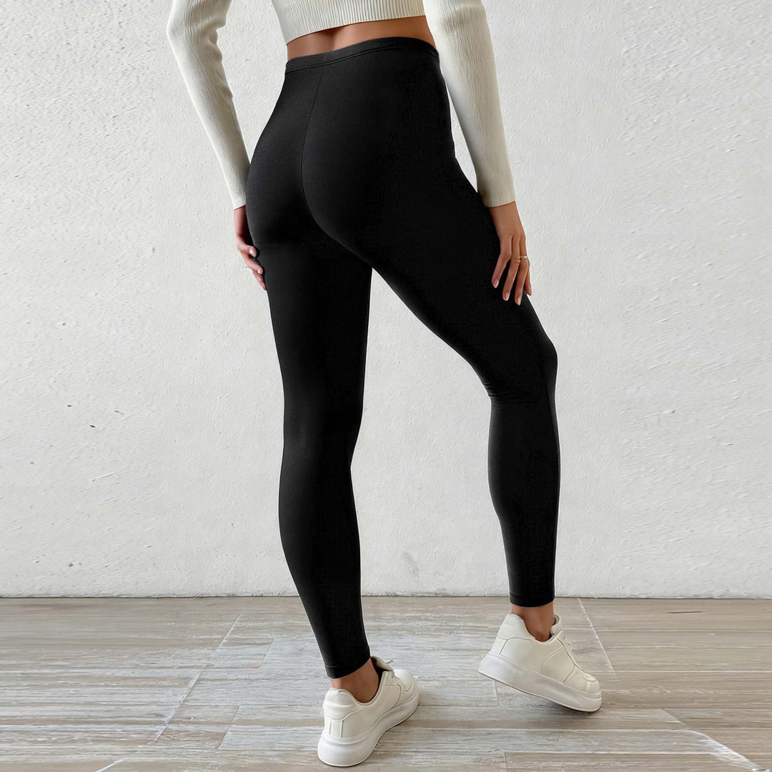 Damen Fleecegefütterte Leggings mit hohem Bund und Kordelzug Lisslune