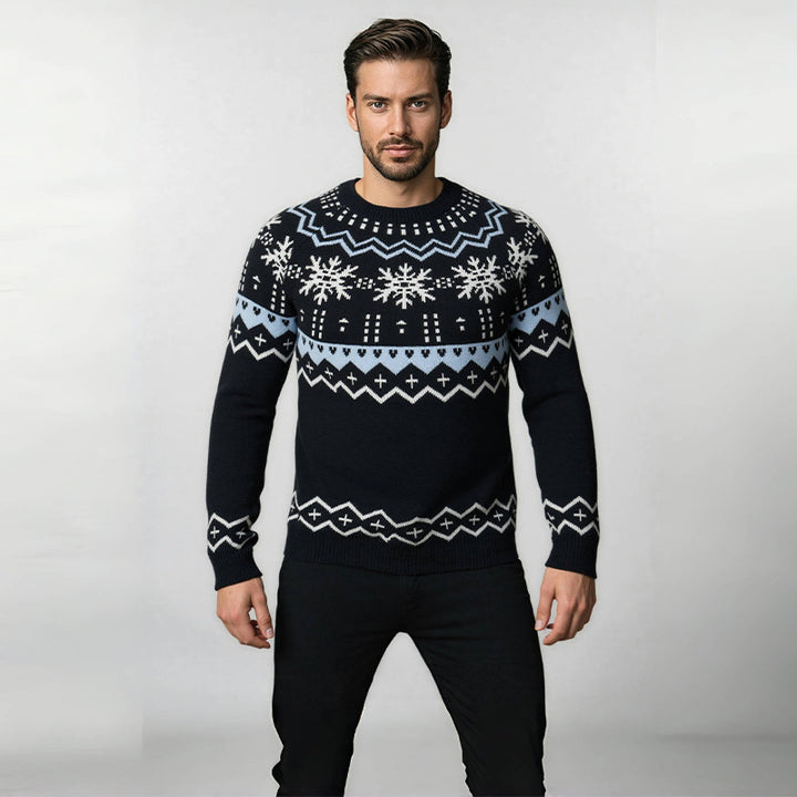 Men's cozy Norwegian sweater with winter design Lisslune