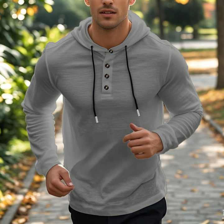 Men's hooded sweater with two-button closure and sporty cut Lisslune