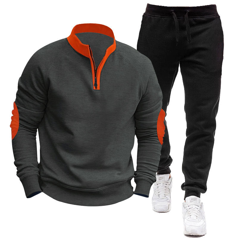 Men's sporty hoodie and jogging suit set with contrasting sleeve accents Lisslune
