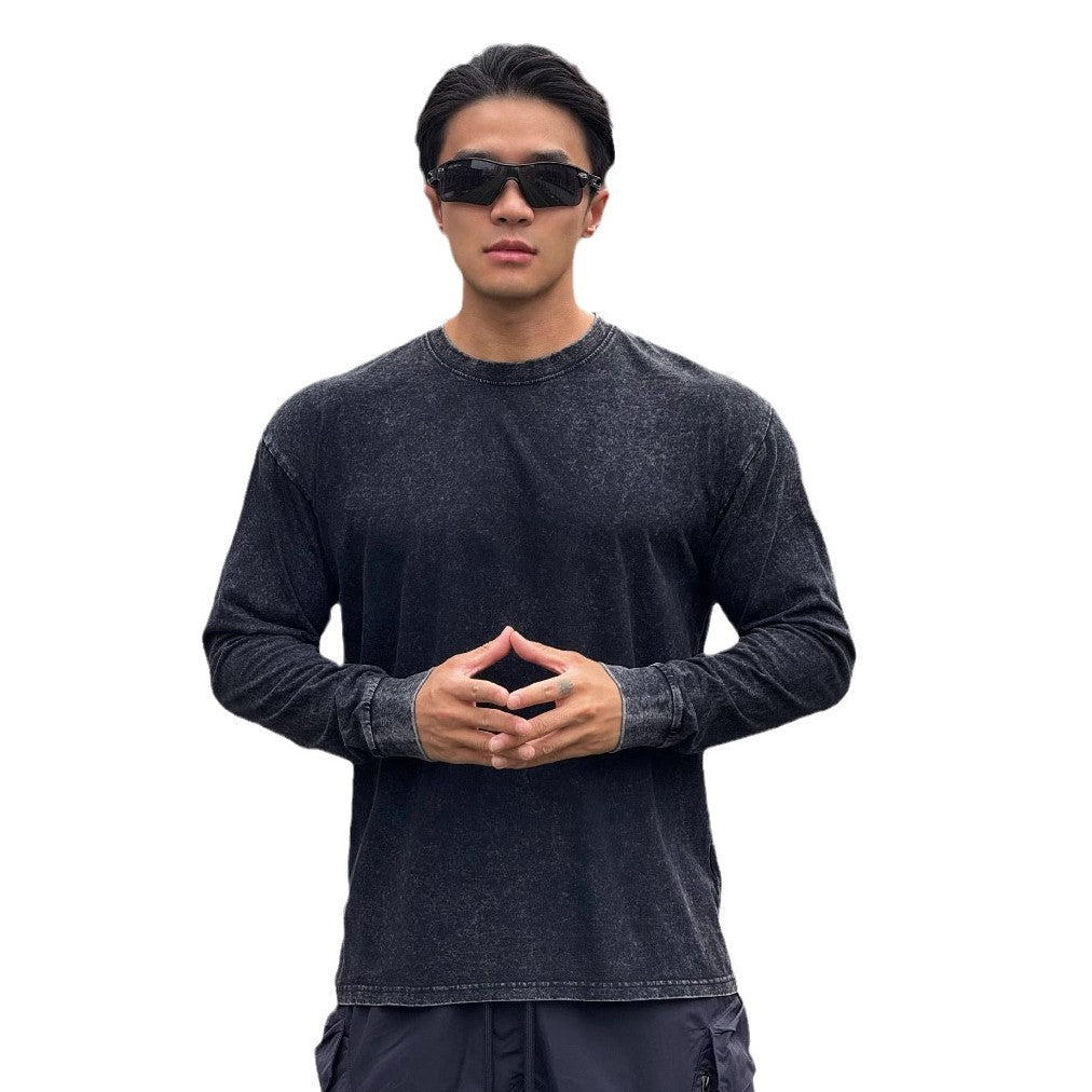 Men's long sleeve shirt made of soft cotton blend with trendy stone wash effect Lisslune
