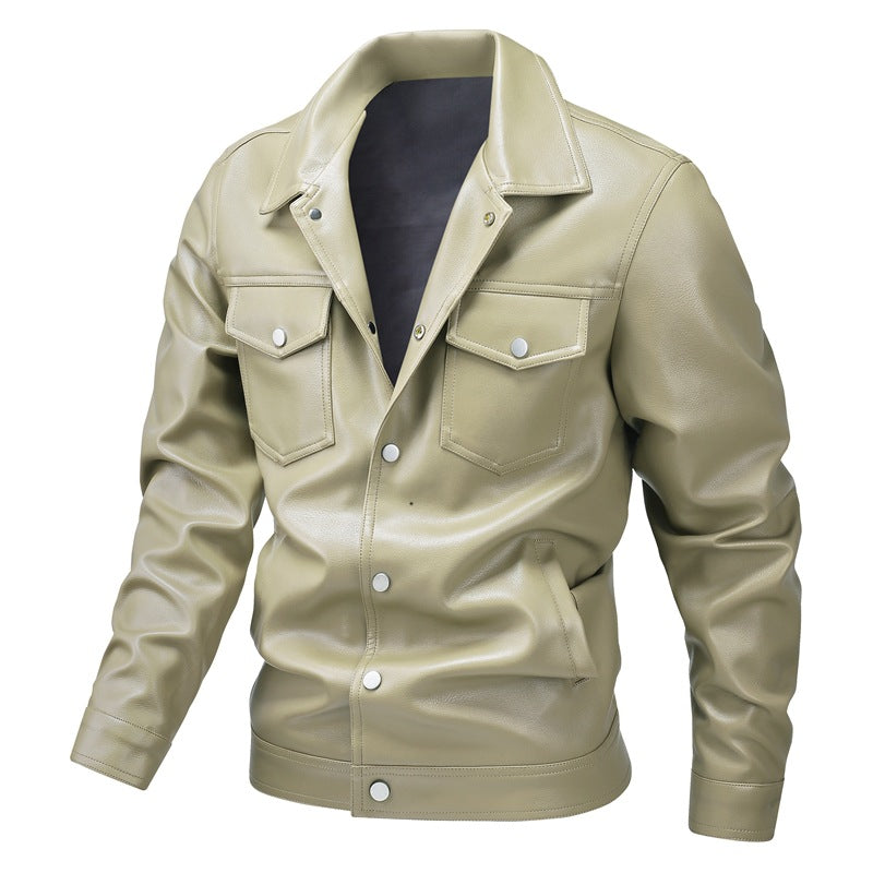 Men's synthetic leather jacket with practical pockets and modern cut Lisslune
