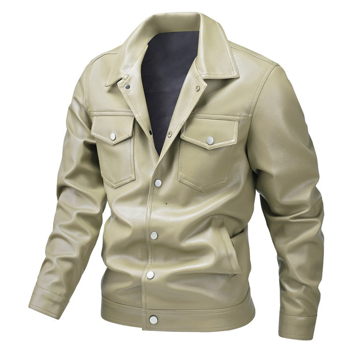 Men's synthetic leather jacket with practical pockets and modern cut Lisslune