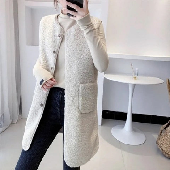Ladies Cozy Vest with Snap Buttons and Side Pockets Lisslune
