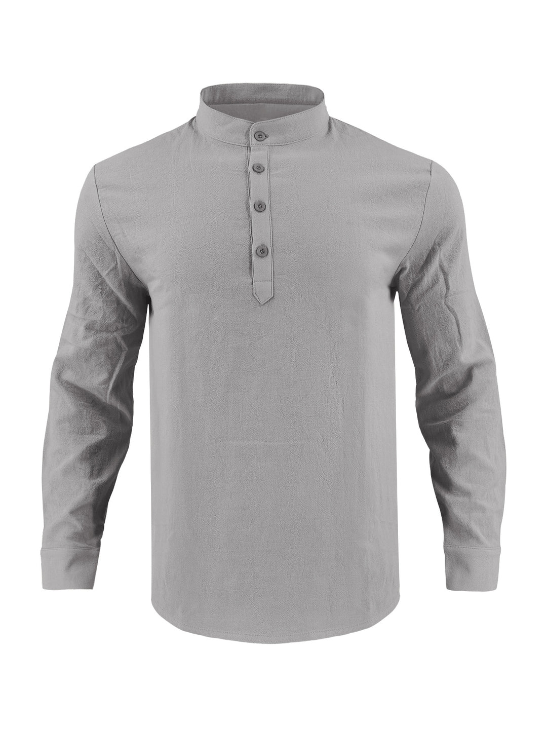 Men's elegant long-sleeve shirt with fashionable standing collar and structured surface Lisslune