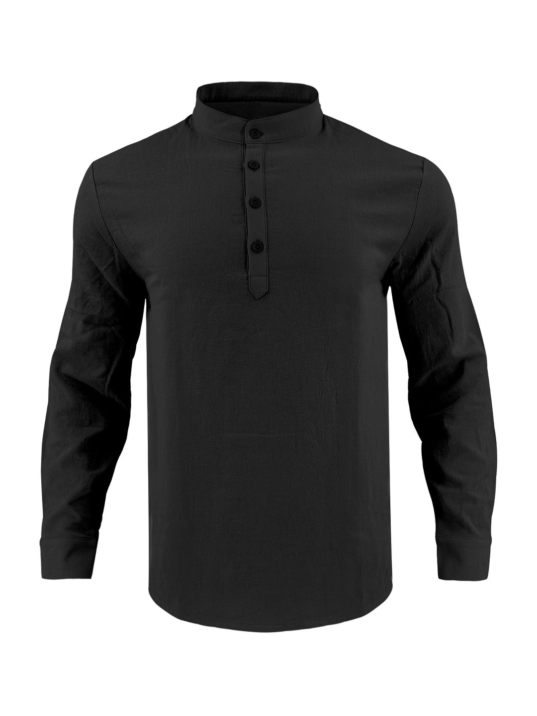 Men's elegant long-sleeve shirt with fashionable standing collar and structured surface Lisslune