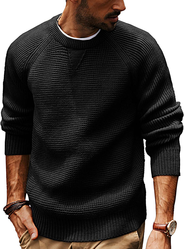 Men's casual knit sweater with textured fabric pattern and round neck Lisslune
