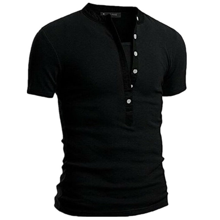 Men's Short Sleeve Shirt with Modern Buttons and Stitched Collar Lisslune