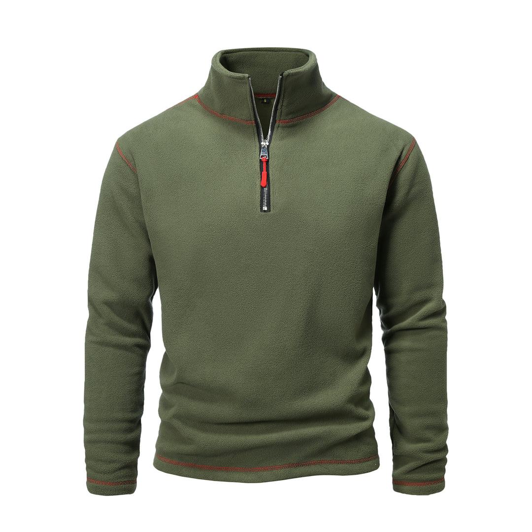 Men's fleece pullover with high collar and half zip Lisslune
