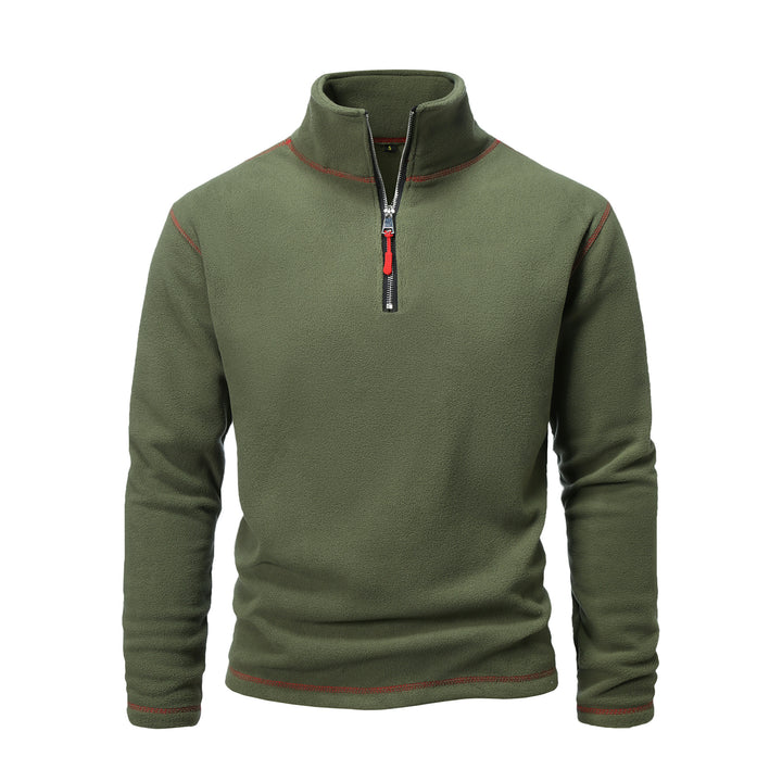 Men's fleece pullover with high collar and half zip Lisslune