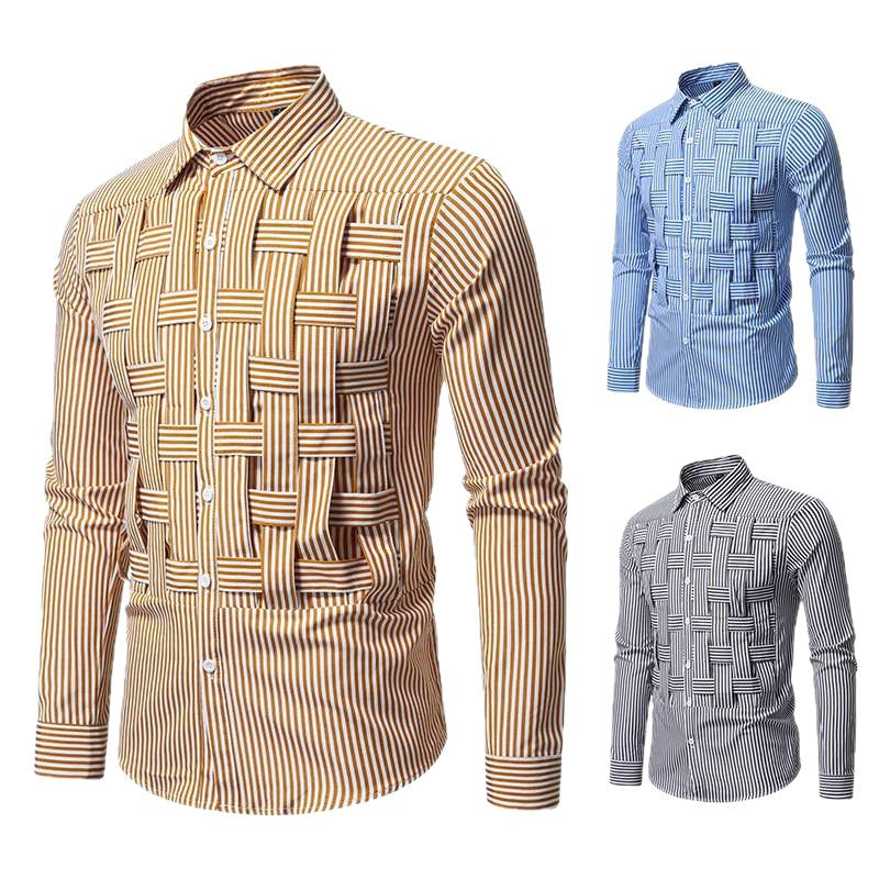 Men's Long Sleeve Shirt with Artistic Pattern Mix Lisslune