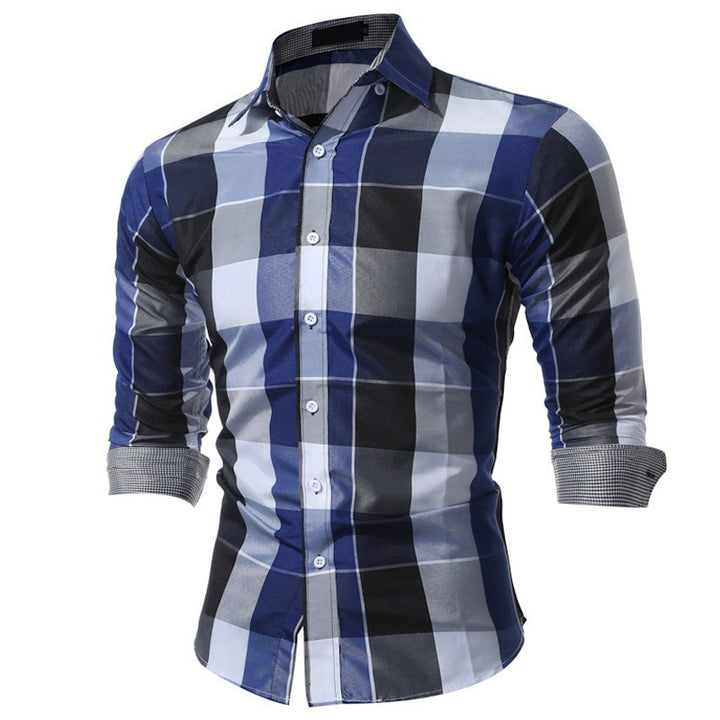 Men's long-sleeve shirt with modern check pattern and elegant fit Lisslune
