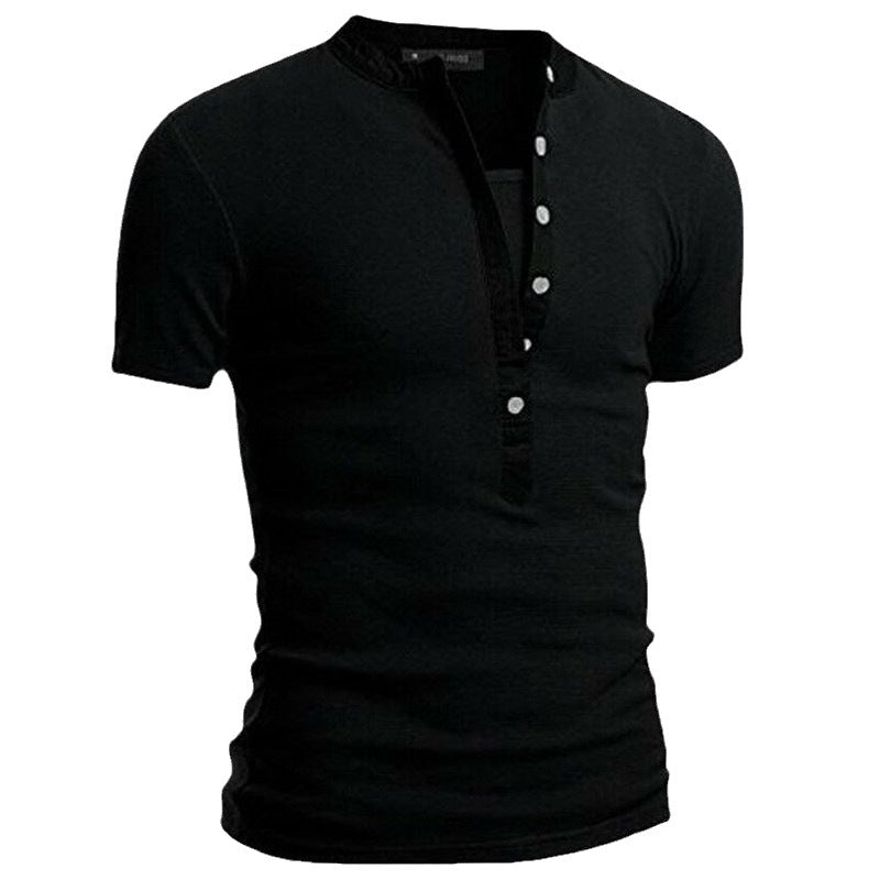 Men's Short Sleeve Shirt with Modern Buttons and Stitched Collar Lisslune