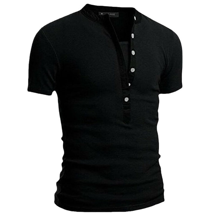 Men's Short Sleeve Shirt with Modern Buttons and Stitched Collar Lisslune