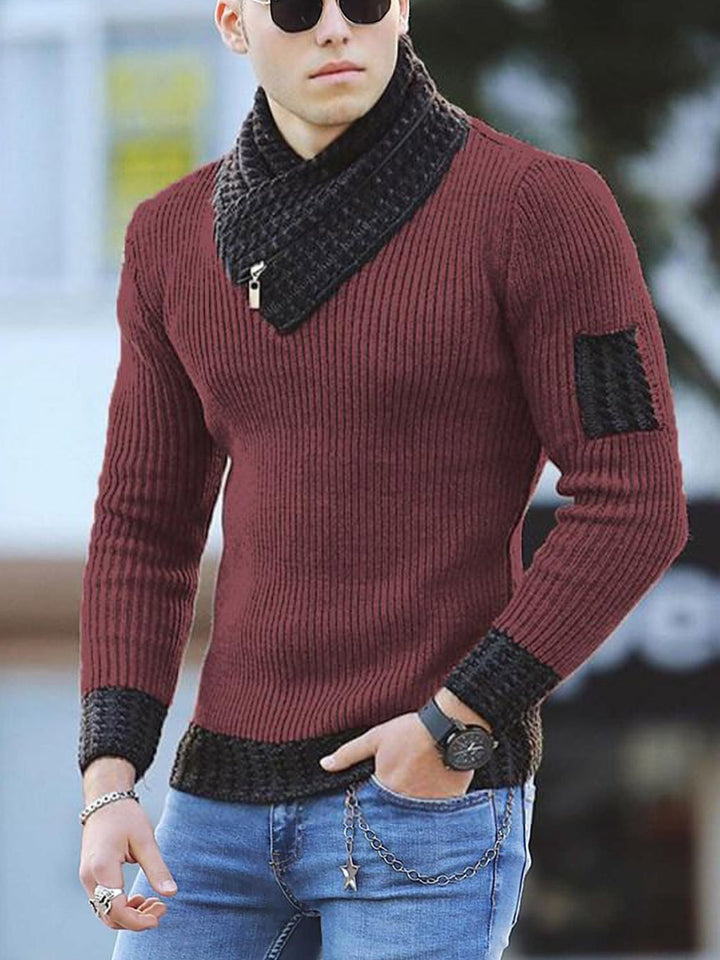 Men's Stylish Sweater with Textured Collar Lisslune