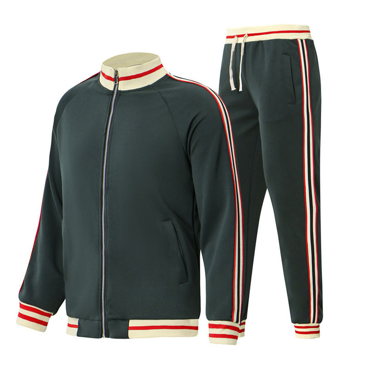 Men's sporty leisure suit set with contrasting stripes Lisslune