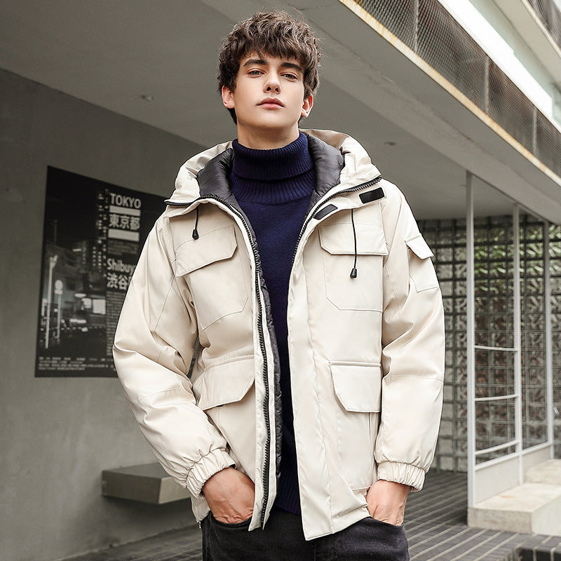 Men's weatherproof utility jacket with hood and pockets Lisslune