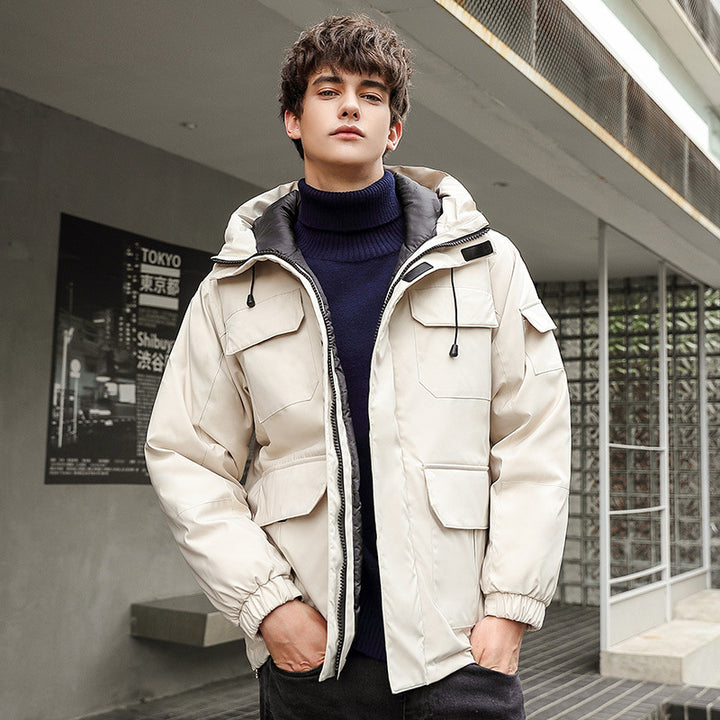 Men's weatherproof utility jacket with hood and pockets Lisslune