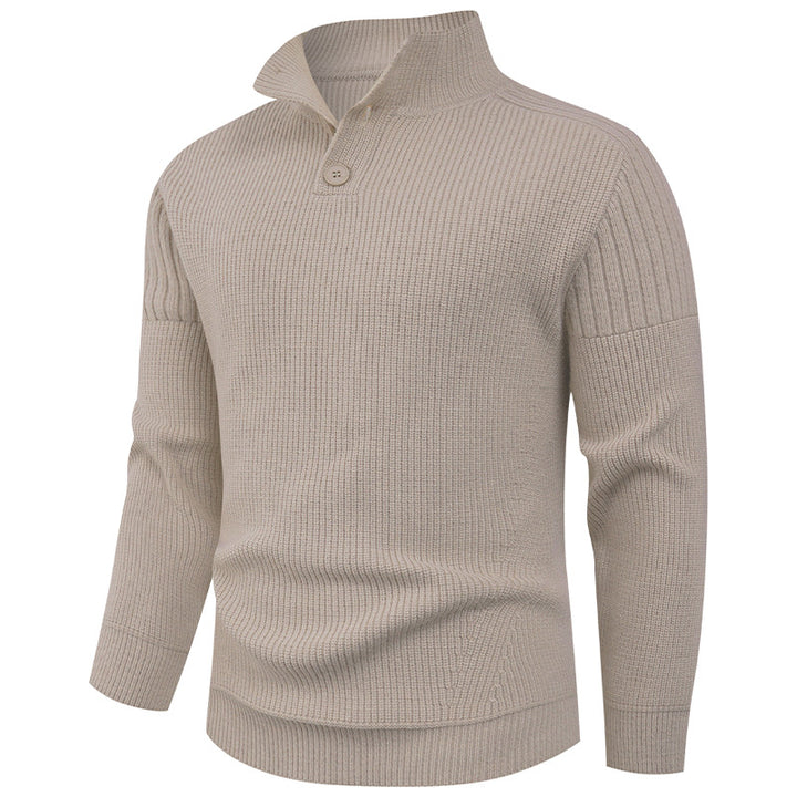 Men's knitted sweater with high collar and button details Lisslune