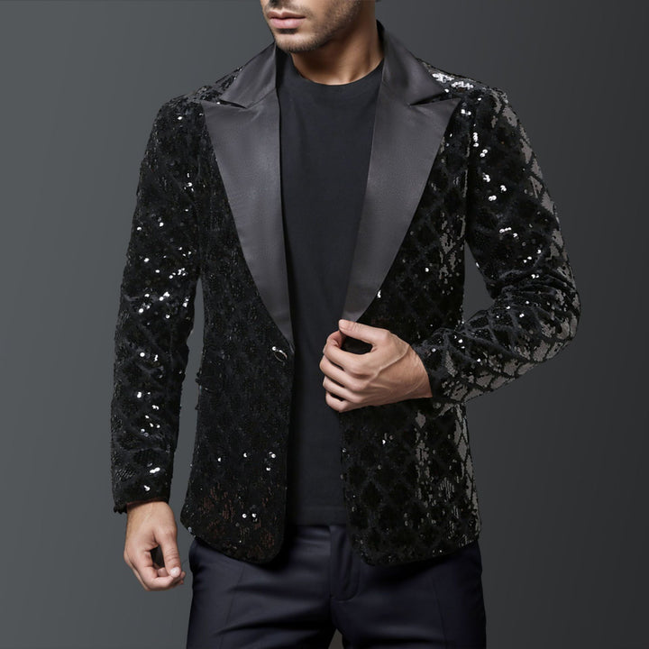 Men's elegant sequin blazer with satin lapels Lisslune