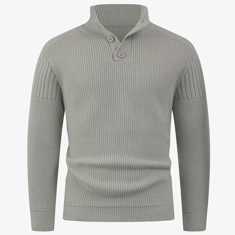 Men's knit sweater with high collar and button details Lisslune