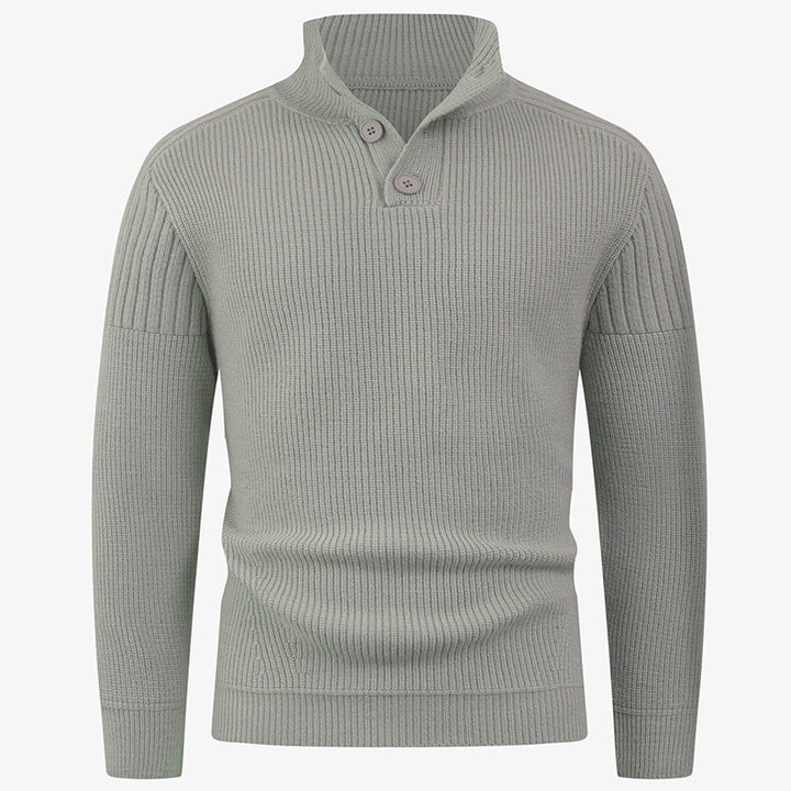 Men's knit sweater with high collar and button details Lisslune