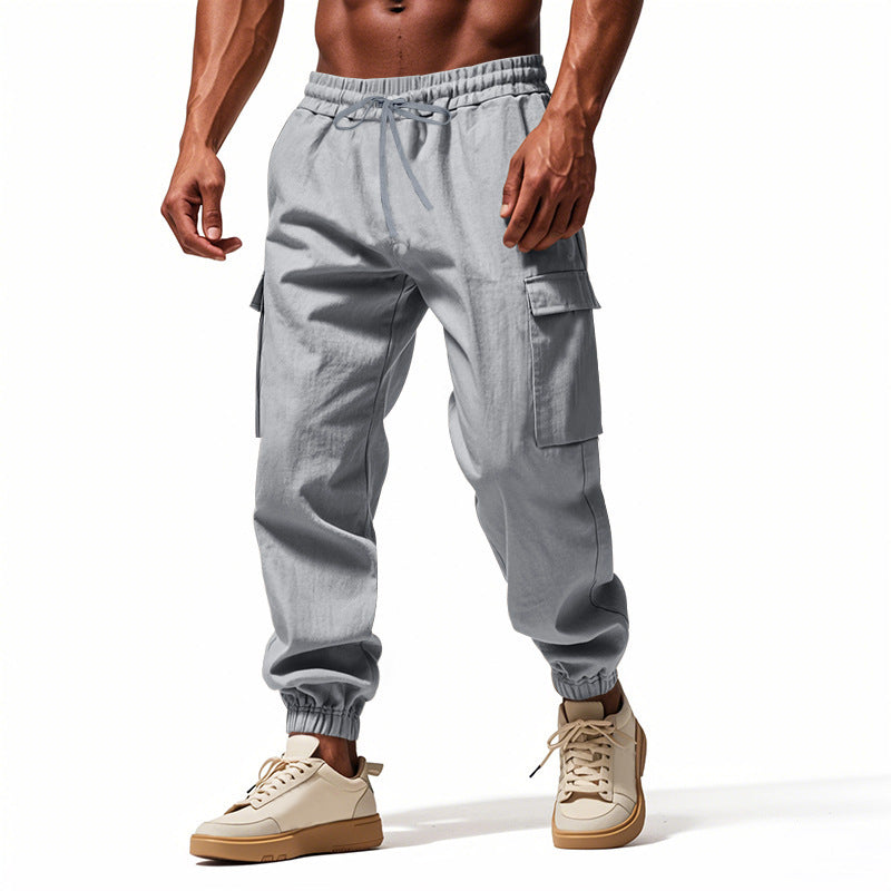 Men's Casual Cargo Pants with Elastic Waistband and Practical Side Pockets Lisslune