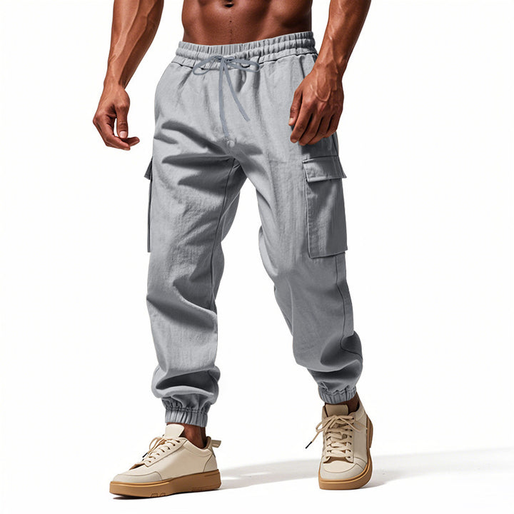 Men's Casual Cargo Pants with Elastic Waistband and Practical Side Pockets Lisslune